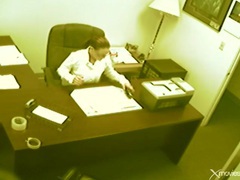CumCommandos presents: Babe in boots masturbates pussy in the office