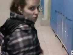 CumCommandos presents: Dressing room blowjob from his cute teen gf