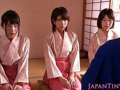 CumCommandos presents: Petite femdom japanese kimono babes jump on dude