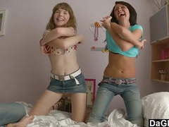 CumCommandos presents: Lesbian teen couple seduce a guy