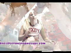 CumCommandos presents: Coco velvett blonde cheerleader femdom ballbusting blowjob