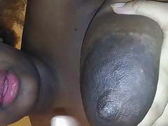 CumCommandos presents: Mature ebony shoots milk out of her huge boob