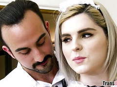 CumCommandos presents: Tattooed shemale in maid uniform getting assfucked