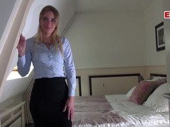 CumCommandos presents: German female real estate agent secretary in pantyhose fuck