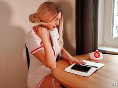 CumCommandos presents: German nurse lauren help guy with sex to get a sperm sample