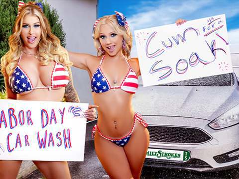 CumCommandos presents: Car wash duo shake tits and score big