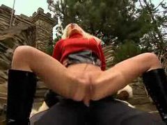 CumCommandos presents: He licks her boots and they fuck outdoors