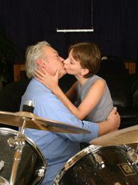 CumCommandos presents: Teenie tasting the cumload from a grey old male drummer