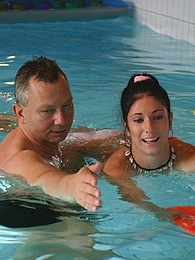 CumCommandos presents: Brunette teenage beauty fucked by a horny swim teaching paps