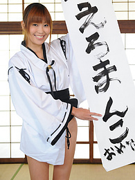 CumCommandos presents: Turned on Yuuno Hoshi shows new ways to do calligraphy on the table