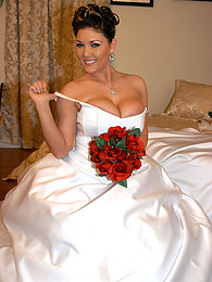 CumCommandos presents: Horny bride Claire Dames enjoys licking her big tits and fingering her pussy