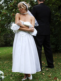 CumCommandos presents: Blonde bride Hayley Marie Coppin gets naked on a lawn while taking her vows