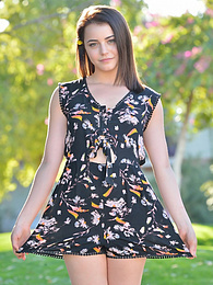 CumCommandos presents: Svelte american dark-haired teen Kylie Quinn in shorts toys her twat outdoor